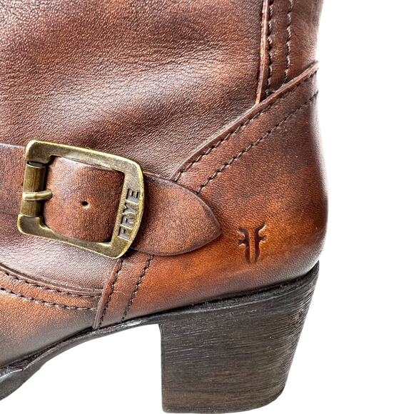 FRYE Vera Slouch Harness Knee-High Leather Riding Boots in Brown Women's Size 8B - Picture 9 of 16